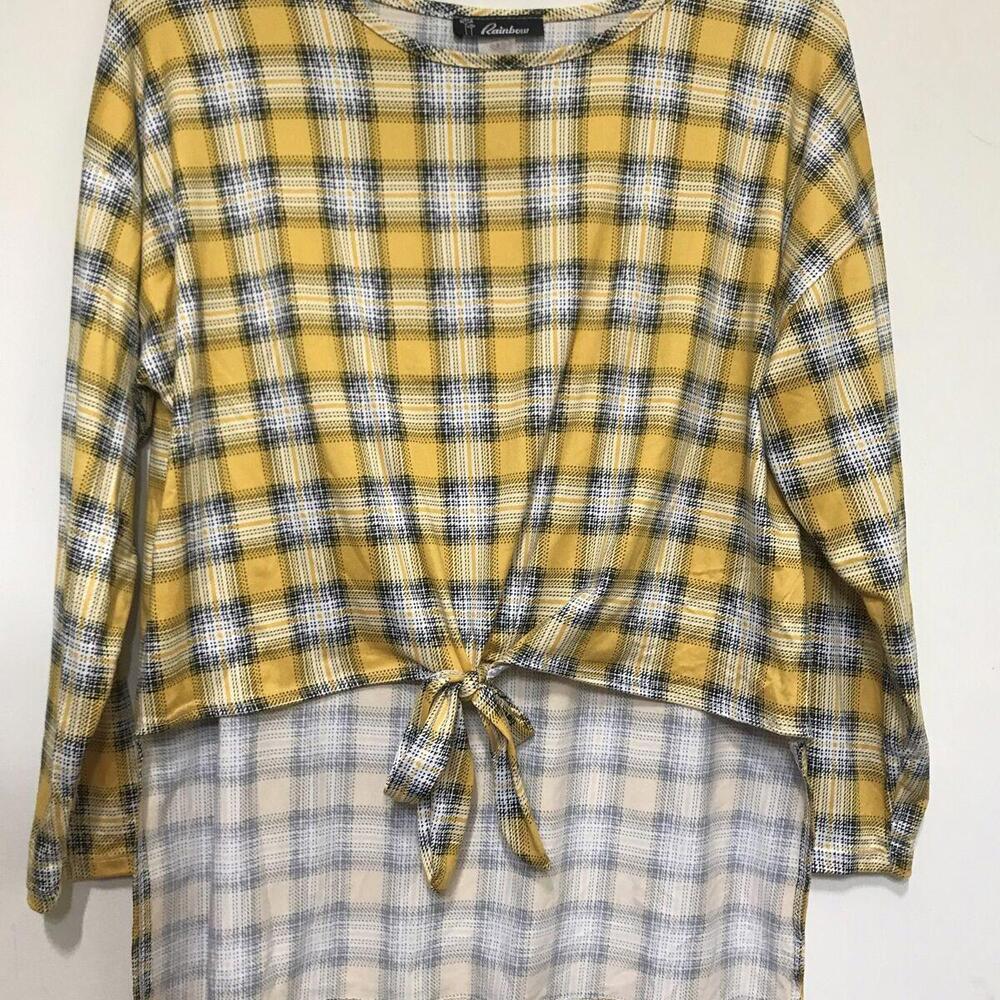 Rainbow Blouse Women's Size 2Xl Yellow Black Long Sleeve